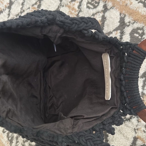 NWT Danielle Nicole Crochet Macrame Hand Bag Black Wooden Handles Boho Crossbody - Picture 6 of 10